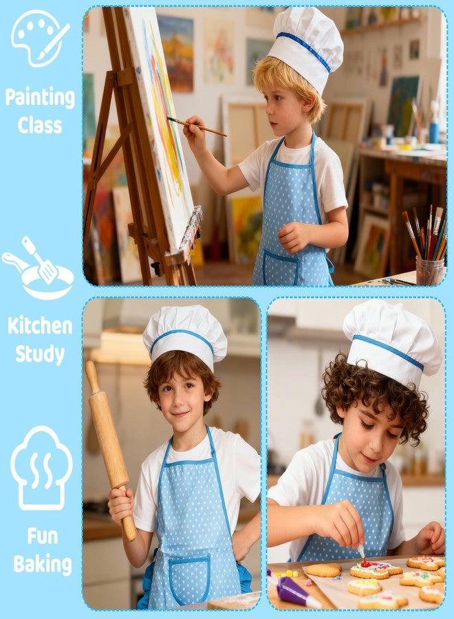 MEIDAYAI Kid Apron and Chef Hat Set, 2 Pcs Adjustable Unisex Cooking Costume for Boys & Girls, Pretend Play Kitchen Toys for Toddlers 3-8, Fun Educational Gift (Blue) - Image 4